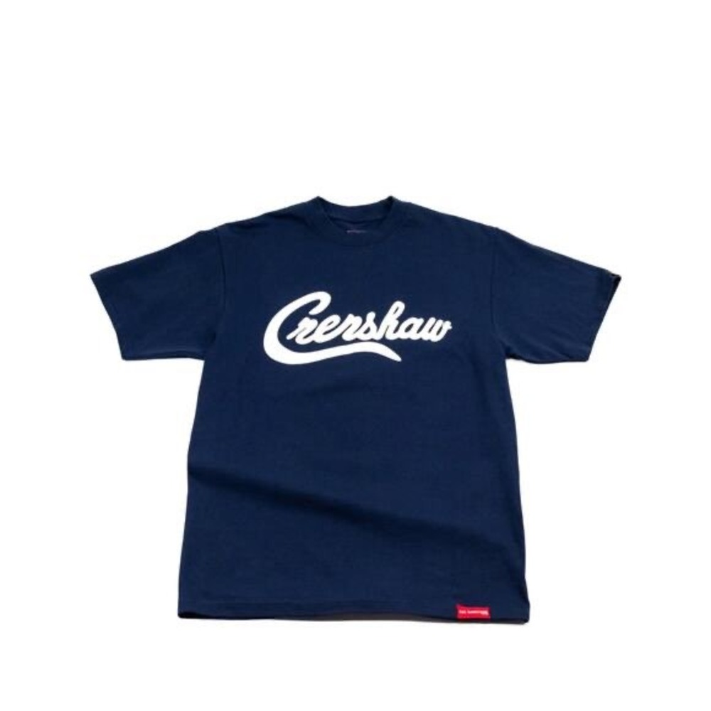The Marathon Clothing Crenshaw Script Logo T-Shirt Navy Blue Mens Size S NEW